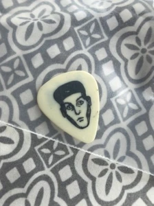 CHEAP TRICK Guitar Pick 80s Tour Rick Nielsen white original picks hat face JB5 - Picture 1 of 2