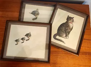Lot 3 VINTAGE FRAMED Chessie System Cat 1939 C&O PRINTS  12" x 10.5" - Picture 1 of 5
