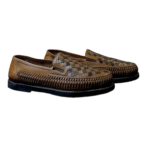 Ciervos de ciervo para hombre Tijuana cuero punta redonda zapatos sin cordones cuero talla 9 D tejido - Imagen 1 de 8