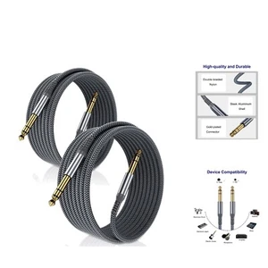 Gitarrenkabel 6,35mm Nylon Geflochten Stereo Verstärker Bass Keyboard 6M 2 Stück - Bild 1 von 2