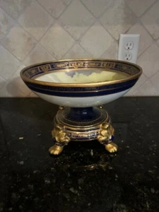 WOW 1920s Nippon Porcelain Scenic Hand Painted Cobalt Punch Centerpiece Bowl - Picture 1 of 6