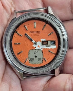 Vintage Seiko 6139-6040 Automatic Chronograph Watch Men's Orange Dial - Picture 1 of 9