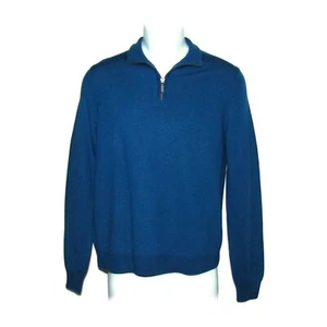 Bloomingdales The Men’s Store Men's Merino Wool Sweater Size Small Teal 1/4 Zip - Picture 1 of 13