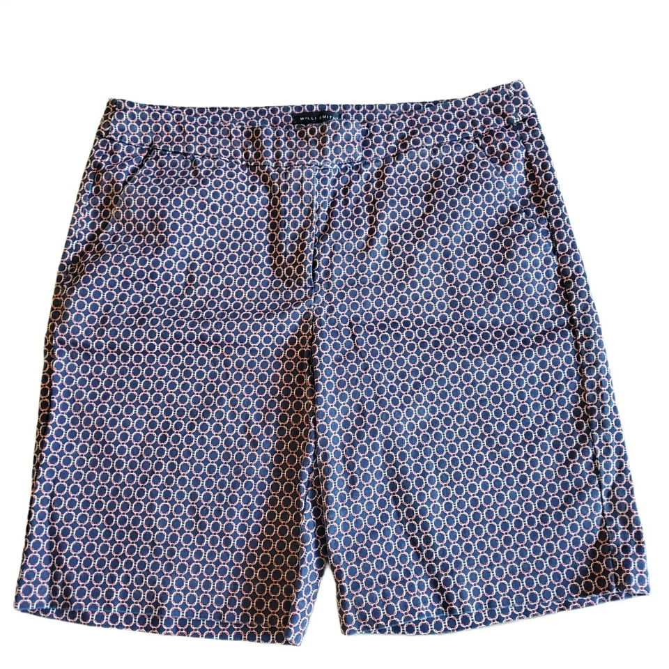 Pantalones Cortos Willi Smith Mujer Talla 10 Azul Marino Estampado Coral Bermudas Algodón Elástico Foto 1 de 4