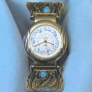 LA Express Women's Silver Tone Faux Turquoise Southwestern Watch with Battery - Picture 1 of 7
