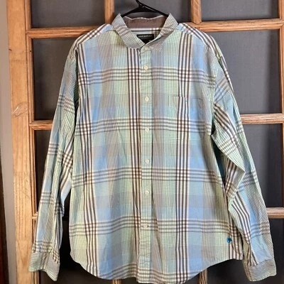 Camisa de hombre John Bartlett Consensus marrón verde a cuadros LS talla XL 100 % algodón Foto 1 de 4