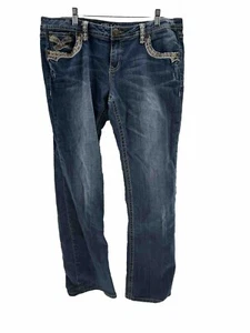 Pantalones de mezclilla Grace In LA para mujer 31 vaquera adornados Western elásticos lavado bigote - Imagen 1 de 12