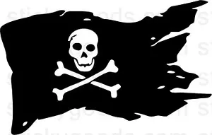 Pirate Skull Jolly Roger Flag Vinyl Decal Sticker BOGO FREE! Window Laptop USA - Bild 1 von 4
