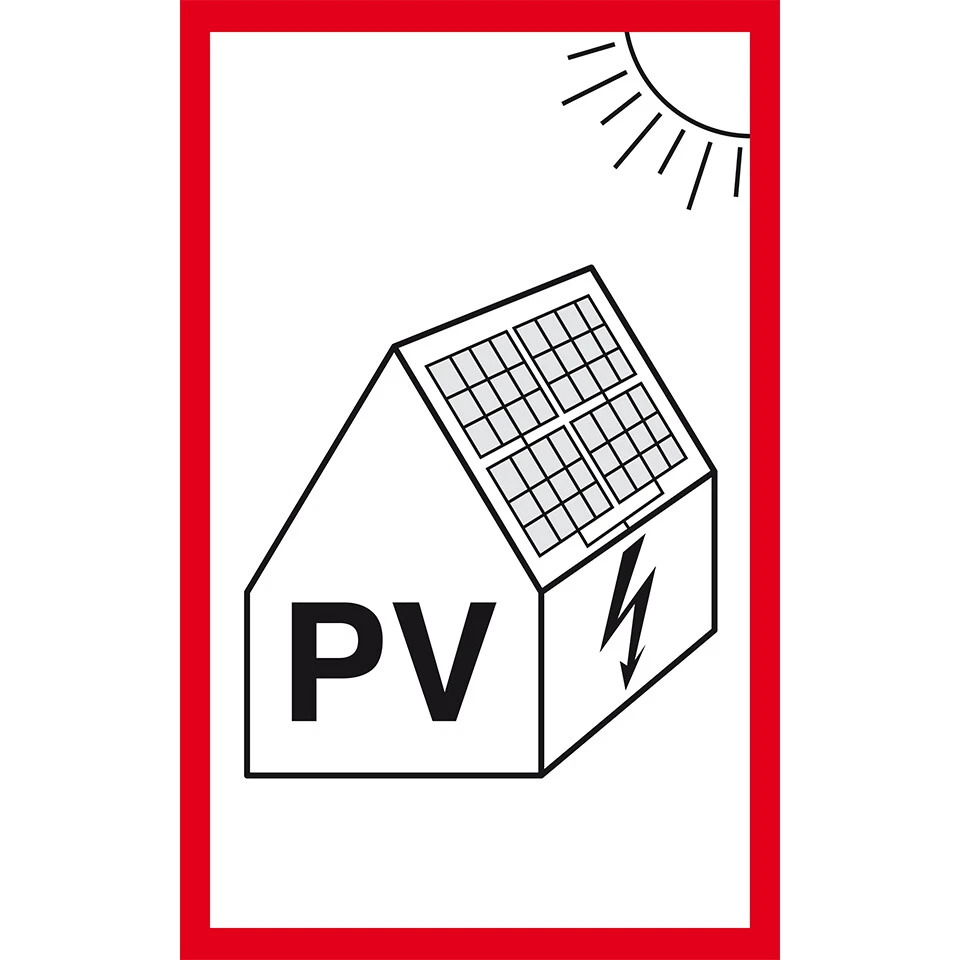 Aufkleber Hinweisschild Photovoltaikanlage für Feuerwehr Folie selbstKl.100x50mm - Bild 1 von 1