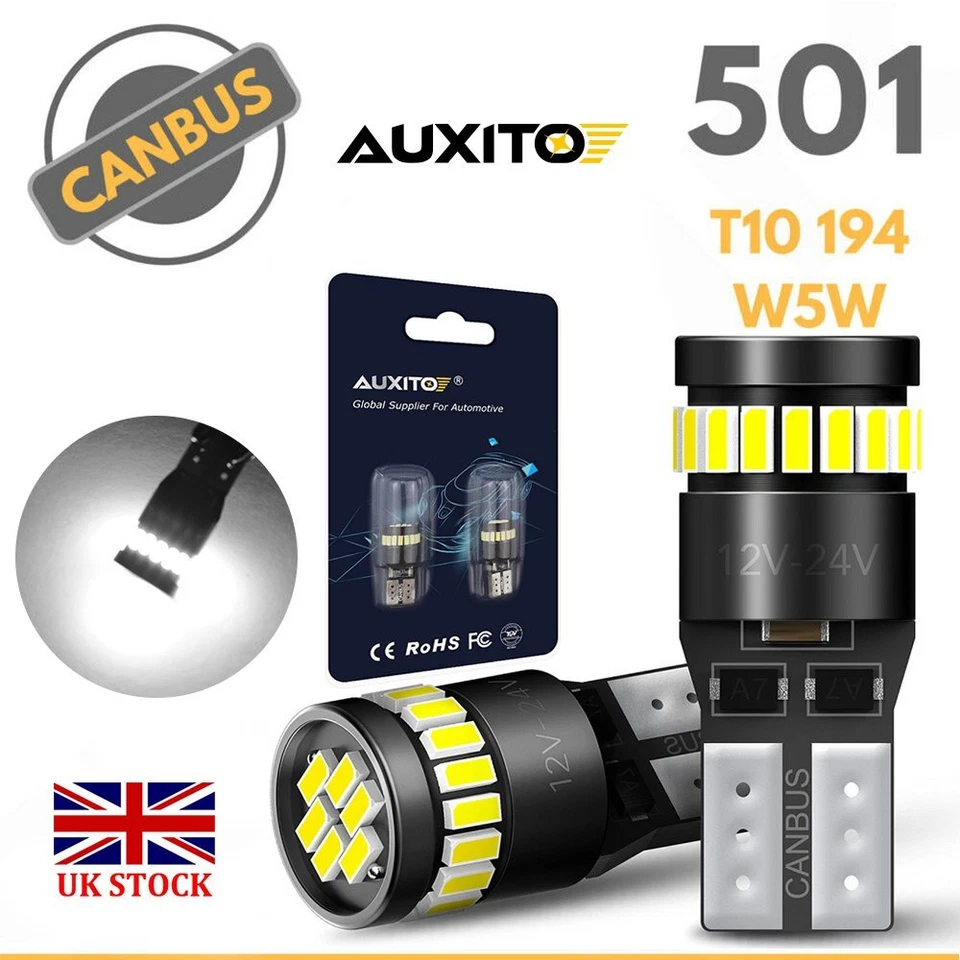 T10 Led 501 Side Light White Bulbs Car Error Free Canbus Xenon W5w Sidelight 2x - Image 1 of 4