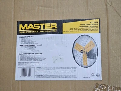 Ventilador de pared oscilante Master, accionamiento directo, alta velocidad, 3 velocidades, 30" MAC-30WOSC Foto 1 de 4