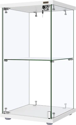 2 Layers 15.7''W X 15.7''D X 31.9''H Glass Display Cabinet Showcase Countertop w - Image 1 of 4