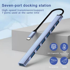 Multi 7-port Splitter High Speed 5Gbps For PC Computer Multiport USB A HUB Port - Photo 1/14