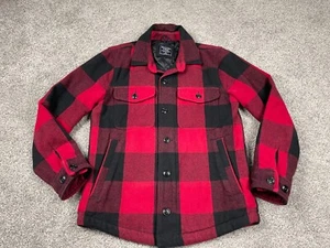 Abercrombie & Fitch Jacket Mens XS Red Flannel Plaid Button Down Insulated Cabin - Picture 1 of 8