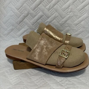 Free People Mila Minimal Rose Gold Leather Flat Sandal Women’s Size 8.5 Shimmer - Picture 1 of 10