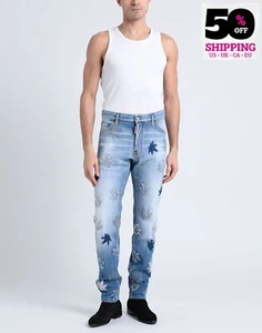RRP €1090 DSQUARED2 Jeans IT52 US42 XL Faded Distressed Patched Made in Italy - Imagen 1 de 6