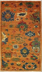 Rugstc 2.5x4 Senneh Chobi Ziegler Orange Rug,Natural dye, Hand-Knotted,Wool - Picture 1 of 5