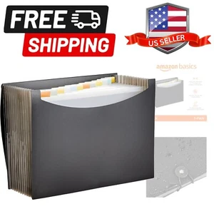 Expanding Organizer Folder Poly Letter Size Black 13 Pockets Easy Storage - Picture 1 of 10