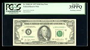 DBR 1977 $100 FRN San Francisco STAR Fr. 2168-L* PCGS 35 PPQ Serial L03119063* - Picture 1 of 2