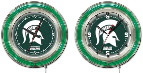 NCAA - Michigan State Double Neon Ring, Logo Clock College Team Logo Cover