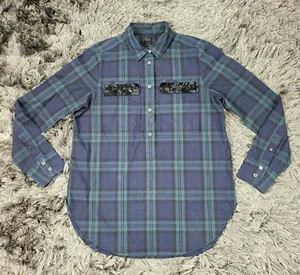 J. Crew Hemd Damen 0 Petite grün blau kariert Baumwolle Langarm Knopfleiste - Bild 1 von 18