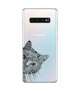 Coque Galaxy S10 chat doodling noir transparente - Photo 1 sur 1