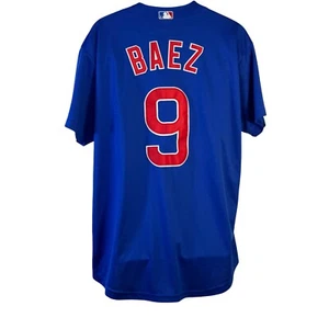 Majestic Chicago Cubs Baez 9 MLB Camiseta de Béisbol Abotonada Cool Base Azul XL - Imagen 1 de 15