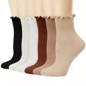6 Pairs Women's Mid Tube Polyester Socks Winter Breathable Ideal Winter Gift - Picture 1 of 9