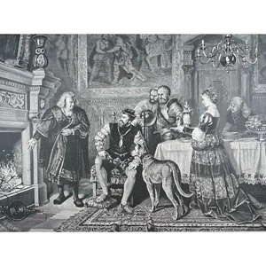 FUGGER THE BANKER BURNING THE BONDS OF CHARLES V -Original 19th Century Etching - Picture 1 of 2
