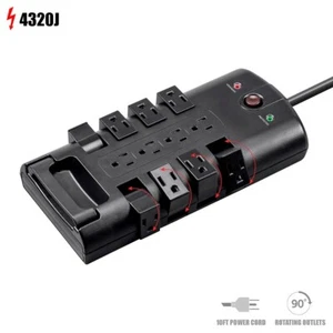 12 Outlet Surge Protector Power Strip 4320J Grounded Rotating Socket 10FT Cord - Picture 1 of 5