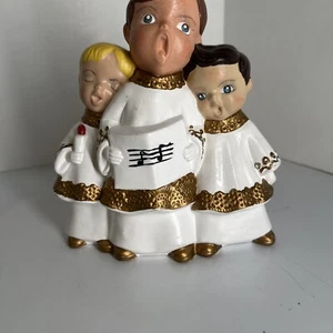 Vintage Christmas Open Mouth Musical Choir Boys Music Box Working! Zavon Mold - Picture 1 of 6