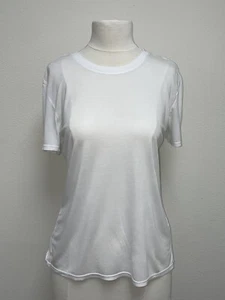 Talentless Solid White Lightweight Thin Cotton Blend Short Sleeve Stretch Tee - Picture 1 of 5