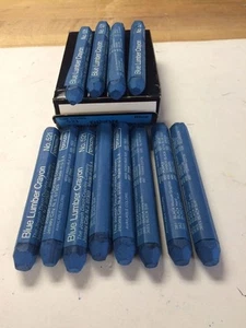 Lumber Crayons, Blue, Box Of 12, Blue Dixon Lumber Crayons #521 NOS Box Of 12 - Picture 1 of 2