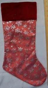 Rot Weiß Schneeflocke Weihnachten Urlaub Strumpf Dekoration Festlich Schnee Samt 17 - Bild 1 von 2