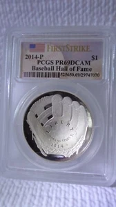 2014 P SILVER-BASEBALL DOLLAR "FIRST STRIKE" RARE PCGS PR69 CAMEO..REDUCED 5/24/ - Picture 1 of 3