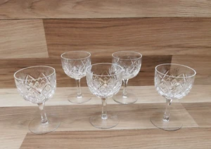 5 x Vintage sechseckiger Stamm Kristallglas Weingläser - Bild 1 von 10