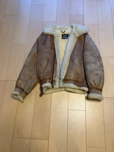 SCHOTT B-3 Shearling Leather Bomber Jacket Sheepskin Size 42 made in USA Men - Picture 1 of 4
