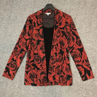 Chaqueta Mujer Colección JM M Rojo Negro Cárdigan Rosa Brillante Look En Capas Top Foto 1 de 4