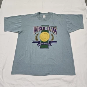 Size XL Vintage World Class Tennis Graphic Blue T-Shirt 90s Single Stitch Tee - Picture 1 of 15