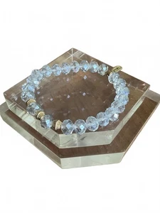 Pale Blue Iridescent Beads with Gold Erimish Bracelet - Picture 1 of 3
