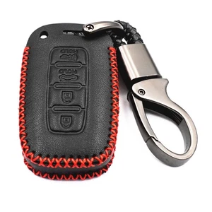 For Hyundai Elantra Sonata Genesis Kia Black Leather 4 Buttons Key Fob Cover - Picture 1 of 5