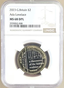 2023 Great Britain £2 Ada Lovelace NGC MS68 DPL - Picture 1 of 2
