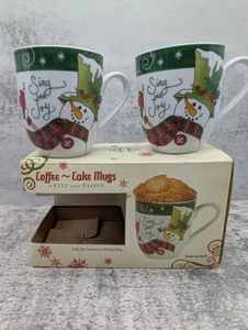 Fitz and Floyd Holly Hut Schneemann Urlaub Kuchen Tassen, Neu im Karton - Bild 1 von 5