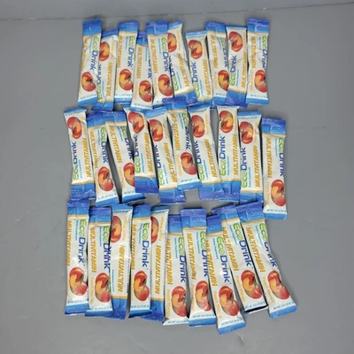 Nuevo Lote de Mezcla de Bebidas Multivitamínicas EcoDrink, 30 Paquetes ~ Mango Melocotón Exp 09/2027 Foto 1 de 2