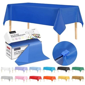 54" x 300 Feet Plastic Table Cover Roll with Slide Cutter for Rectangular Tab... - Picture 1 of 7