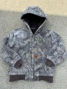 Carhartt RealTree Hardwoods Camo Hooded Duck Hunting Jacket Youth Medium (10-12) - Picture 1 of 9