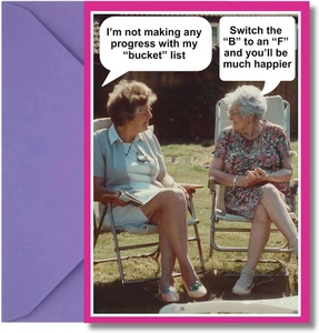 Funny Birthday Cards for Women Large 5.5 X 8.5 Rude Bucket List Design Perfect f - Picture 1 of 12