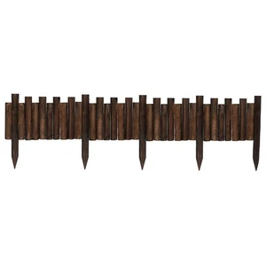 Garden Wooden Staggered Short Fence - 8 in. H. x 3.7 ft. L. Burnt Wood Finish... - Picture 1 of 6