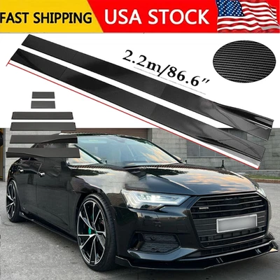 Carbon Fiber 86.6inch Side Skirt Extensions Rocker Panel For Audi Quattro Foto 1 de 4