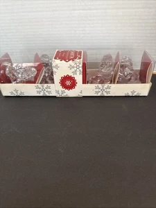 Set4:Williams Sonoma Christmas Clear Glass Santa Claus Tiny Taper Candle Holders - Picture 1 of 7